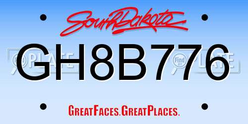 GH8B776 South Dakota License Plate