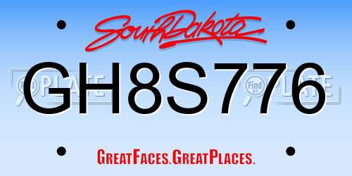 GH8S776 South Dakota License Plate