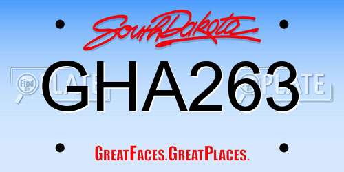GHA263 South Dakota License Plate
