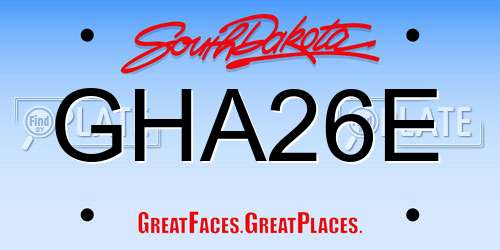 GHA26E South Dakota License Plate