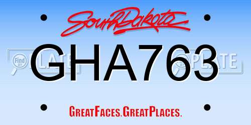 GHA763 South Dakota License Plate