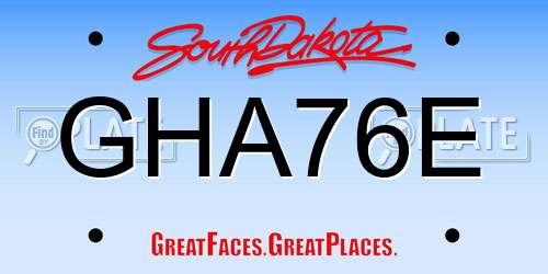 GHA76E South Dakota License Plate
