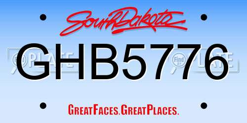 GHB5776 South Dakota License Plate
