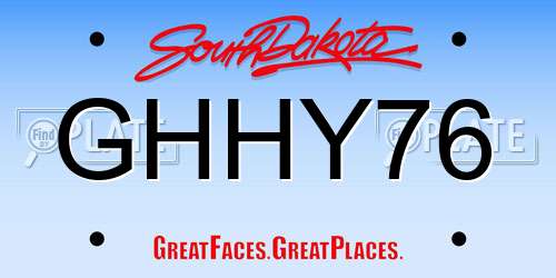 GHHY76 South Dakota License Plate