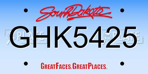 GHK5425 South Dakota License Plate