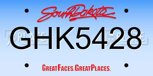 GHK5428 South Dakota License Plate