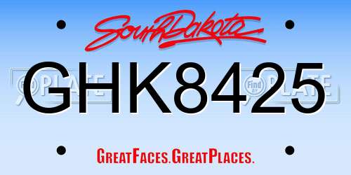 GHK8425 South Dakota License Plate