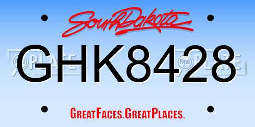 GHK8428 South Dakota License Plate