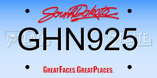 GHN925 South Dakota License Plate