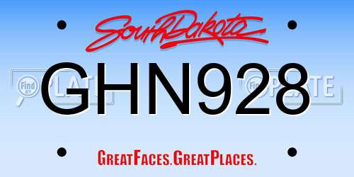 GHN928 South Dakota License Plate