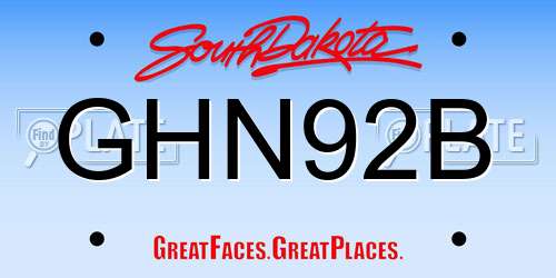 GHN92B South Dakota License Plate