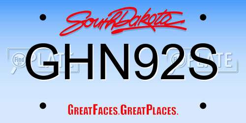 GHN92S South Dakota License Plate