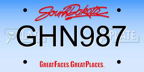 GHN987 South Dakota License Plate