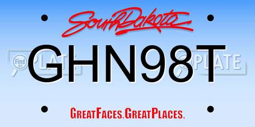GHN98T South Dakota License Plate