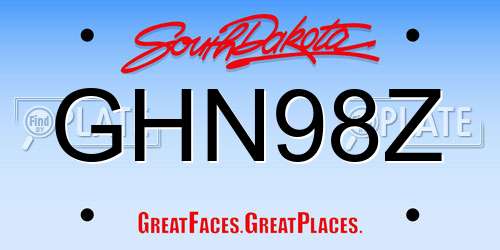 GHN98Z South Dakota License Plate