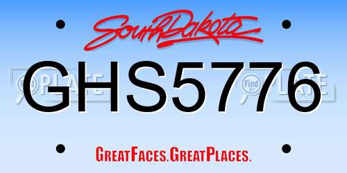 GHS5776 South Dakota License Plate