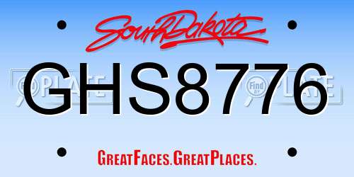 GHS8776 South Dakota License Plate