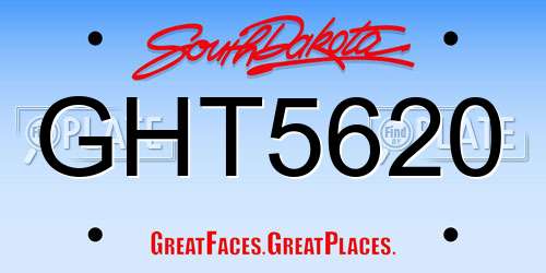 GHT5620 South Dakota License Plate