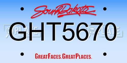 GHT5670 South Dakota License Plate