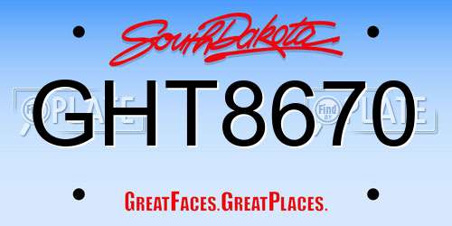 GHT8670 South Dakota License Plate