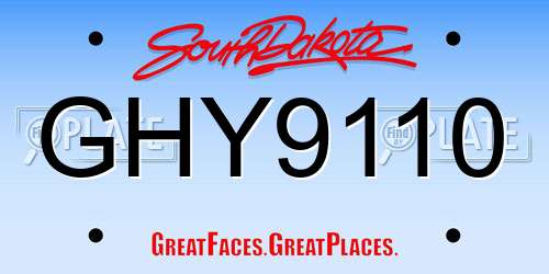 GHY9110 South Dakota License Plate