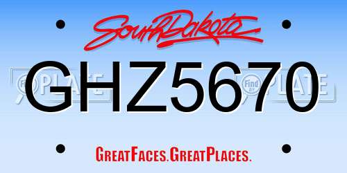 GHZ5670 South Dakota License Plate