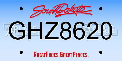 GHZ8620 South Dakota License Plate