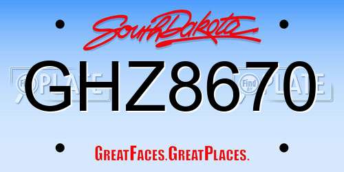 GHZ8670 South Dakota License Plate