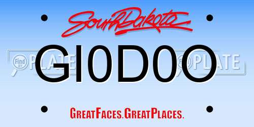 GI0D0O South Dakota License Plate