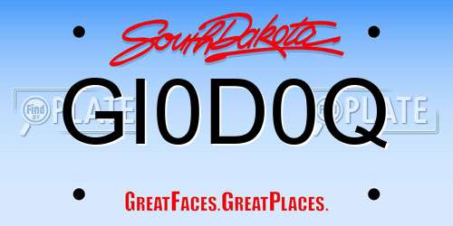 GI0D0Q South Dakota License Plate