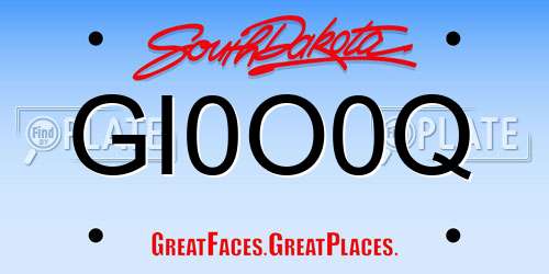 GI0O0Q South Dakota License Plate