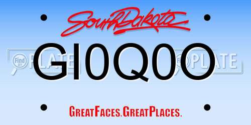 GI0Q0O South Dakota License Plate