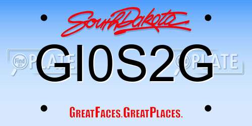 GI0S2G South Dakota License Plate