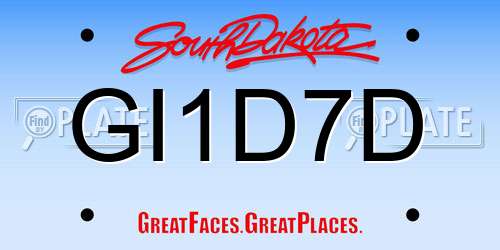GI1D7D South Dakota License Plate