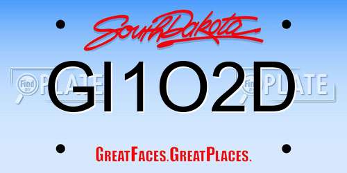 GI1O2D South Dakota License Plate