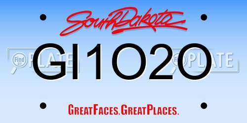 GI1O2O South Dakota License Plate