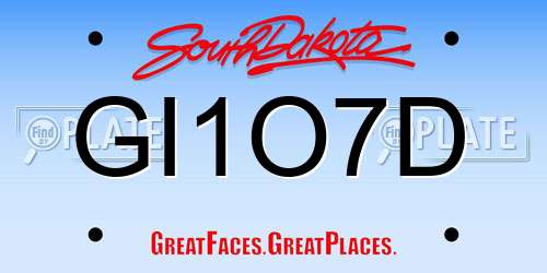 GI1O7D South Dakota License Plate