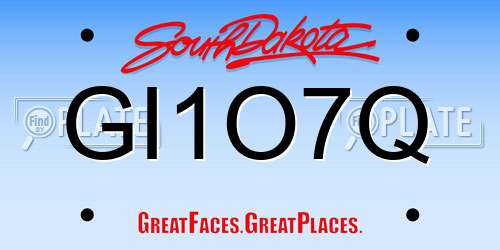 GI1O7Q South Dakota License Plate