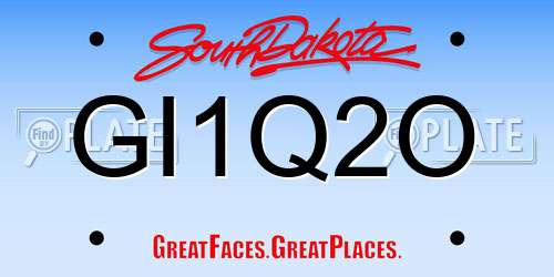 GI1Q2O South Dakota License Plate
