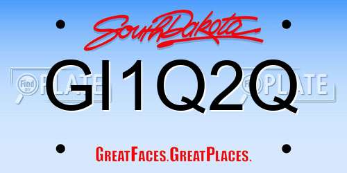 GI1Q2Q South Dakota License Plate