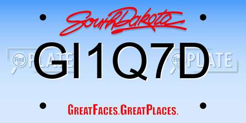 GI1Q7D South Dakota License Plate