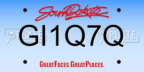 GI1Q7Q South Dakota License Plate