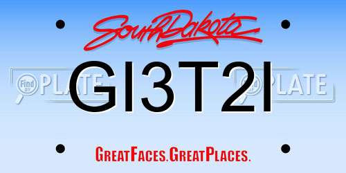 GI3T2I South Dakota License Plate