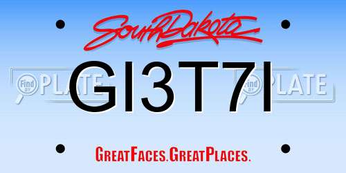 GI3T7I South Dakota License Plate