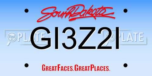 GI3Z2I South Dakota License Plate