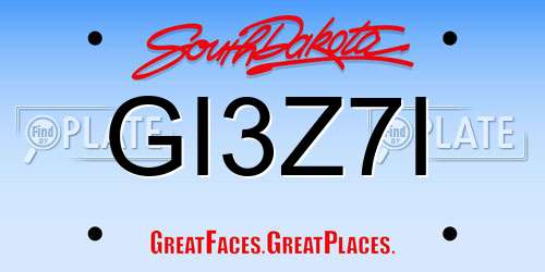 GI3Z7I South Dakota License Plate