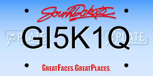 GI5K1Q South Dakota License Plate