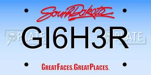 GI6H3R South Dakota License Plate