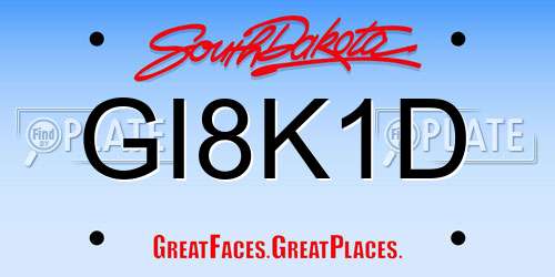 GI8K1D South Dakota License Plate
