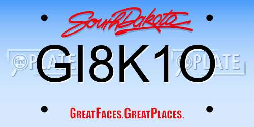 GI8K1O South Dakota License Plate